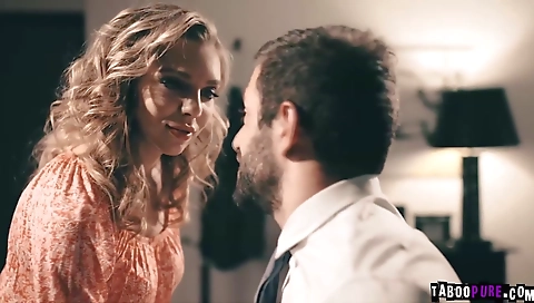 Sexy blonde girl take laugh and her sexy feet