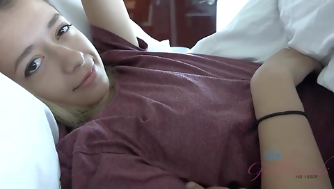 Blonde teeny takes on my dick