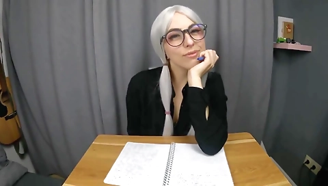 Hot blonde slutty fucks her tight pussy