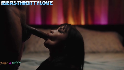 Sexy brunette shows off her huge dildo